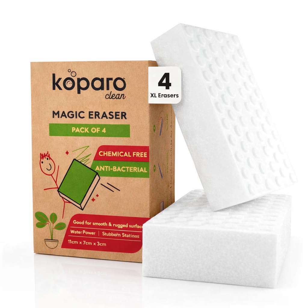 Koparo Magic Eraser | Multi-Purpose and Durable Cleaning Sponge for Home, Bathroom, Office | Chemical-Free, Anti-Bacterial, Scratch Resistant | Pack of 4-image-16
