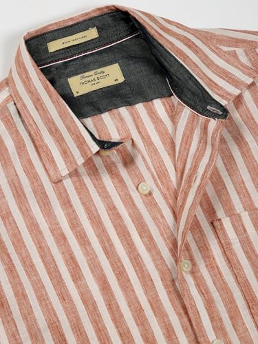 Image of Thomas Scott Men's | Striped | Full Sleeve | Slim Fit | Polyester Blend | Single Pocket | Spread Collar | Casual Shirt