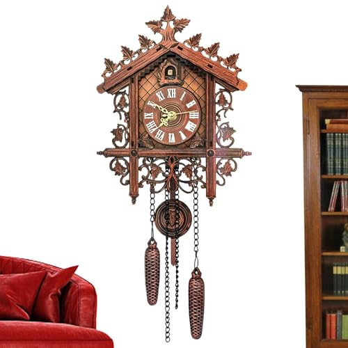 Reloj de pared retro con péndulo de nogal y campanas horarias 2