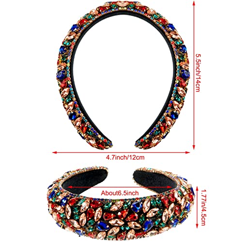 Willbond Velvet Padded Crystal Rhinestone Headband Crystal Embellished Hair Hoop Retro Jewelled Hairband Hair Accessory For Women Girl Wedding Parties Ceremonies Birthday Banquet #TOP1