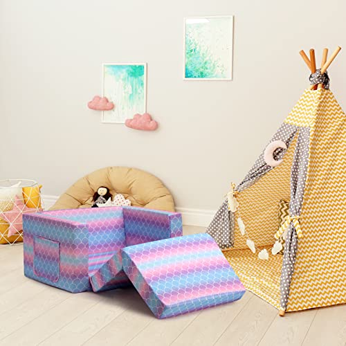 Alimorden 2-In-1 Flip Out Soft Kids Couch, Convertible Sofa To Lounger For Children, Mermaid Scale #TOP6