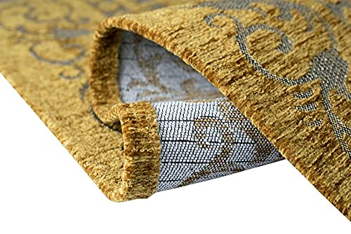 CARPETIA Moderner & Klassischer Teppich Orientteppich Wohnzimmer Teppich in Gold Silber Größe 80x150 cm – Bild 7