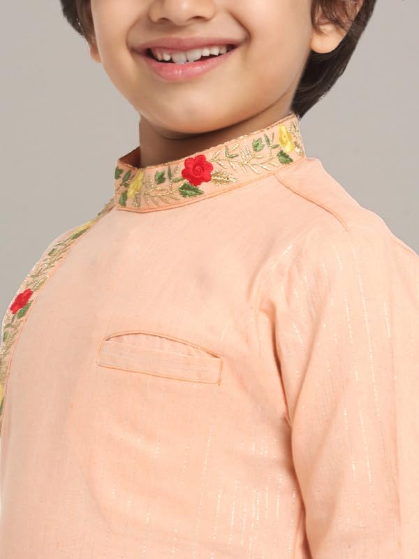 Image of Traditional Ethnic Wear Cotton Kurta Pyjama Set For Kids & Boys