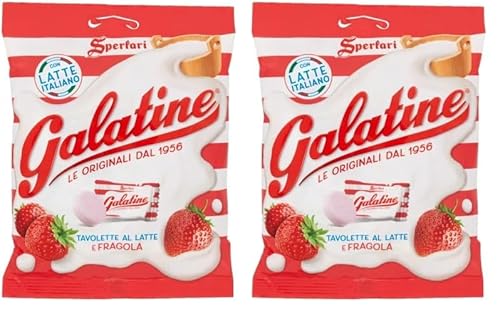 Galatine - Caramelle al Latte e Fragola, Busta di Tavolette al Latte - Sacchetto da 115g (Confezione da 2)