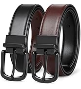 MILORDE Men’s Reversible Leather Belt for Casual Golf Dress Pants Shirts, Double Style - 2 Sides