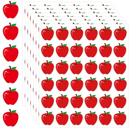 JULMELON 576 PCS Apple Stickers for Kids Teachers Small Red Bulk Classroom