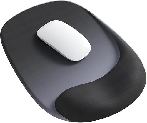 Ergonomic Mouse Pad with Wrist Support, Black | Wraparound Wrist Support, Pain Relief Design, Non-Slip Base, Office & Home Use, Subtle Curve Cushion
