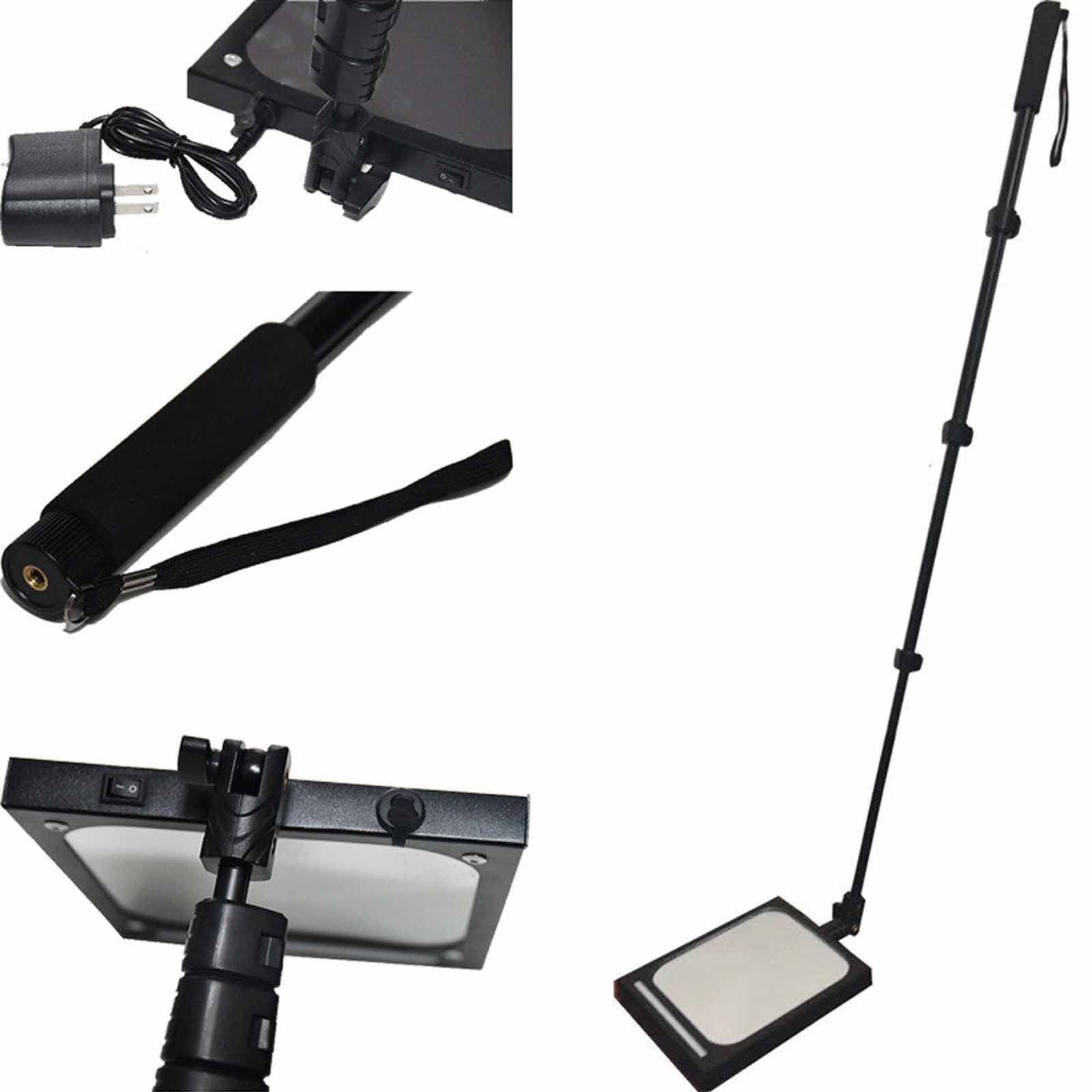 Cuidado En El Hogar Espejo De Inspección Debajo del Vehículo con Luz Led, Kit De Espejo De Inspección Telescópico Retráctil Extensible, Equipo Visual para Vehículos, Recargable,Negro