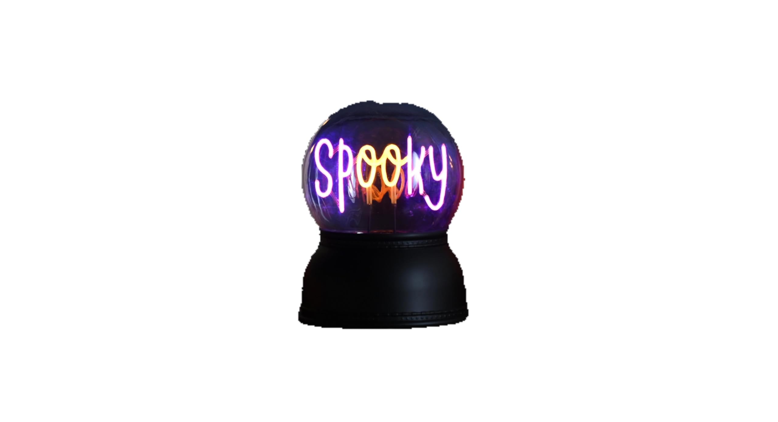 Festive 14cm Halloween Spooky Globe with Purple Light – Mini LED Light-Up Decoration Featuring “SPOOKY” Message – Tabletop Prop for Indoor Halloween Displays