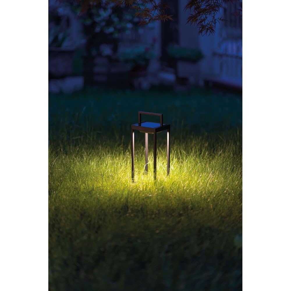 Zafferano Latarnia solarna 2 LED, 37,3 cm, lampa stołowa o mocy 2 W, akumulator i czujnik zmierzchu, kolor czarny
