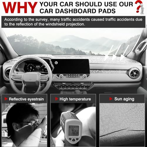 Image of Autorder Dashboard Cover Mat for 2023 2024 2025 2026 Chevy /Chevrolet Colorado Accessories Dash Cover Upgrade Velvet Dash Mat Sunshade Glare UV Rays Protector