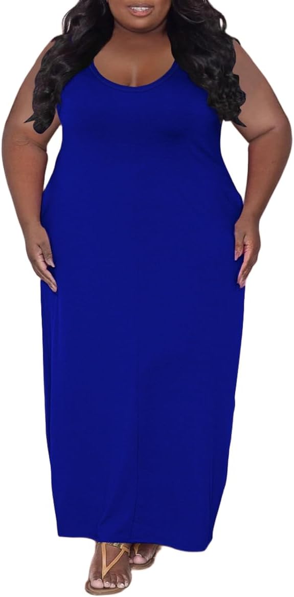TOPSRANI Womens Plus Size Maxi Dresses for Women Oversize Casual Short Sleeve V Neck Loose Plain Solid Trendy Summer Dress - Image 4