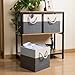PRANDOM Large Foldable Cube Storage Bins 11x11 inch [4-Pack] Fabric Linen Storage Baskets Cubes Drawer with Cotton Handles Organizer for Shelves Nursery Closet Bedroom White and Grey