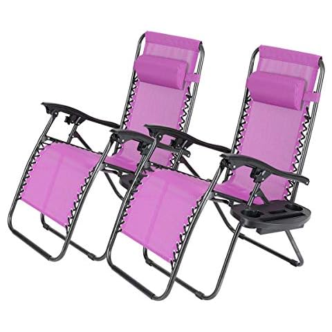 Flex HQ Zero Gravity Chairs Recliner Lounge Outdoor Patio Lawn Chairs with Cup Holder Trays (Purple) Cover