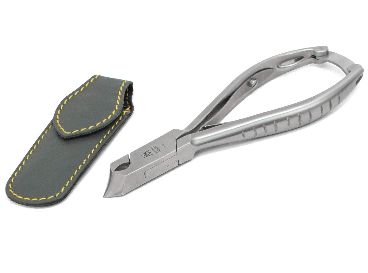 p124 - Pedicure Toenail Front Cutters FINOX Surgical Stainless Steel Toe Nail Nippers German Podiatry Nails Clippers Tool in Leather GERmanikure Solingen