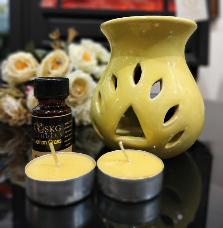 Lemon Zest Symphony: Artisan Yellow Ceramic Aroma Oil Heat Diffuser Infused with Invigorating Lemongrass Fragrance - A Truly One-of-a-Kind Present for Endless Aromatic Bliss
