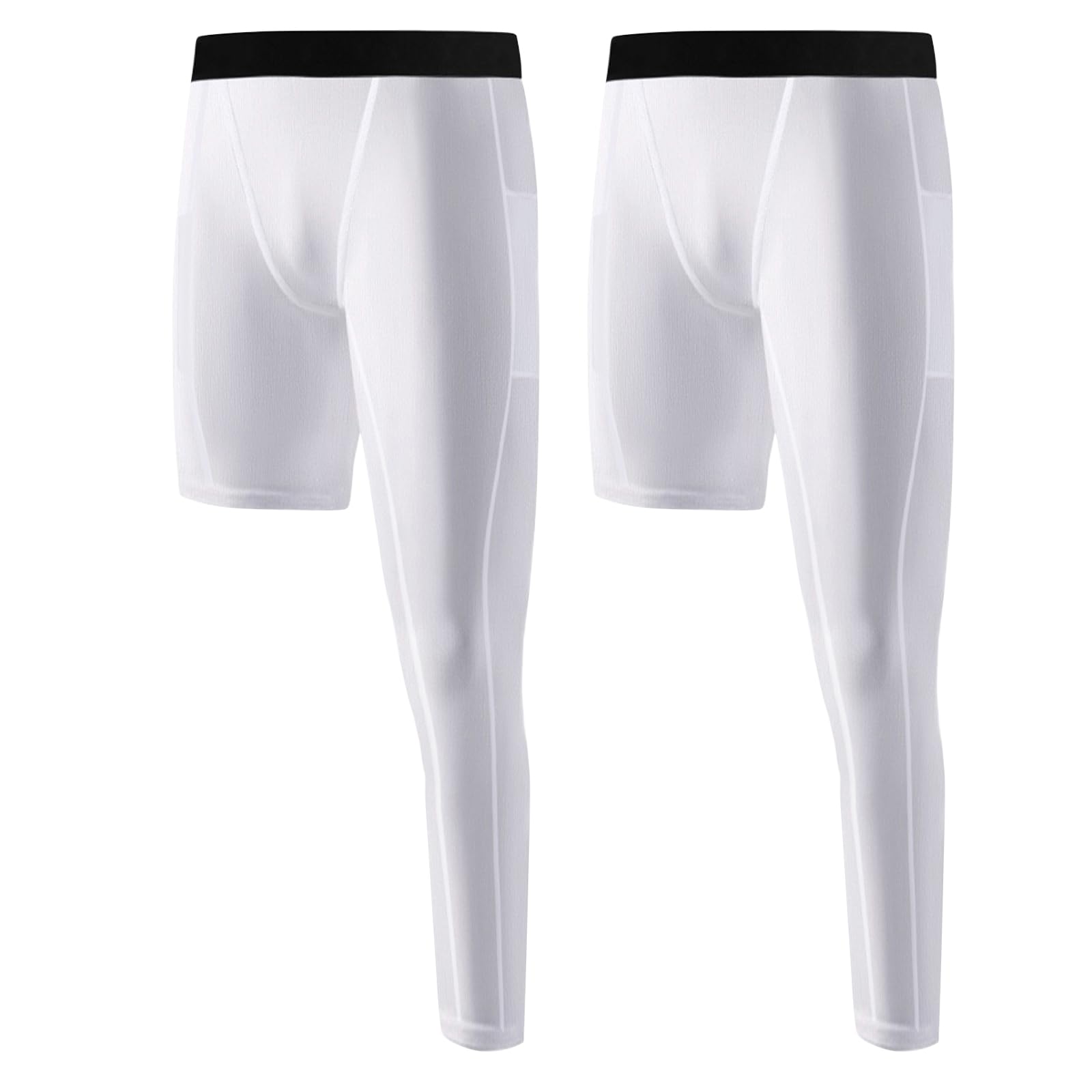 Valcatch 2 Pcs Boys One Leg Compression Pants for Basketball Leggings Long Sports Tights Kid Teen Athletic Soccer Base Layer