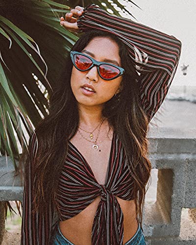 Image of zeroUV Women's Small Thick Neutral Colored Flat Lens Cat Eye Sunglasses 51mm