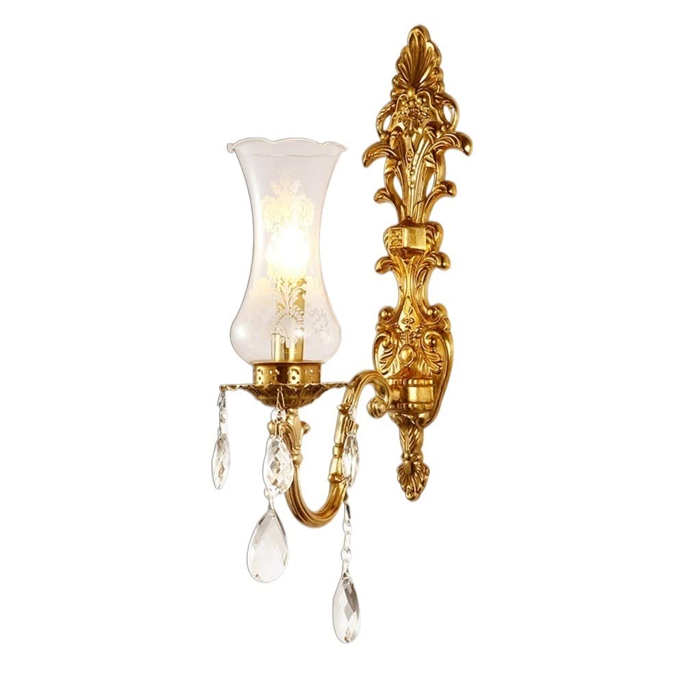 HPTHLY Wall Mounted Light Living Room Wall Lamp Villa Wall Sconce Bedside Luminaire Room Art Decor Fixtures Lighting E14 Edison Decoration Crystal Pendant G(1Light)