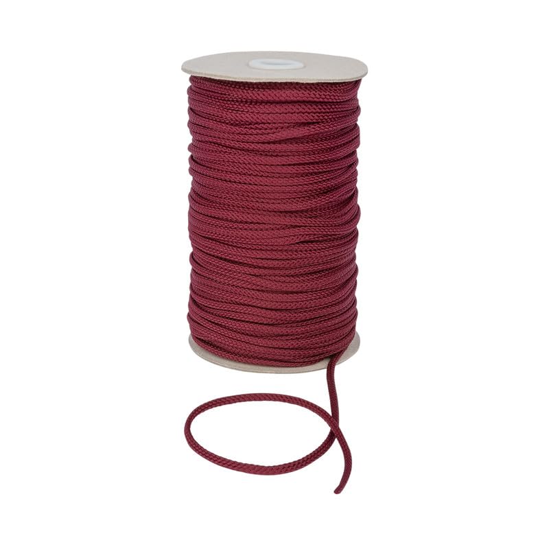 Durable Anorak Braided Cord - 4mm Wide Polyester Drawstring Cord Laces Hoodie String Jogger string clothing cord lace tying lanyard rope craft project (Wine,5)-Craft Queen LTD