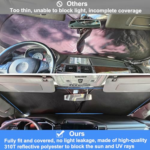 Image of Windshield Sun Shade for 2022-2026 Refreshed Chevy Silverado 1500 /GMC Sierra 1500, 2024-2026 Silverado /Sierra 2500HD 3500HD Front Windshiled Sun Visor UV Protection Foldable Sunshade