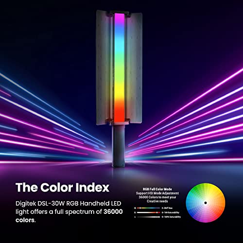 DIGITEK® (DSL-30W RGB) Stick Light Portable Handheld RGB LED Light Wand with Grid, Diffuser & Barn Door Comes with a 5200mAh Built in Battery Pack - Image 6