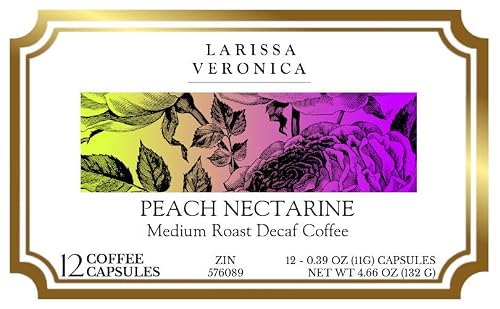 Peach Nectarine Medium Roast Decaf Coffee (Single Serve K-Cup Pods) (Gourmet, Naturally Flavored, Whole Coffee Beans) (12 pods, ZIN: 576089) - 2 Pack