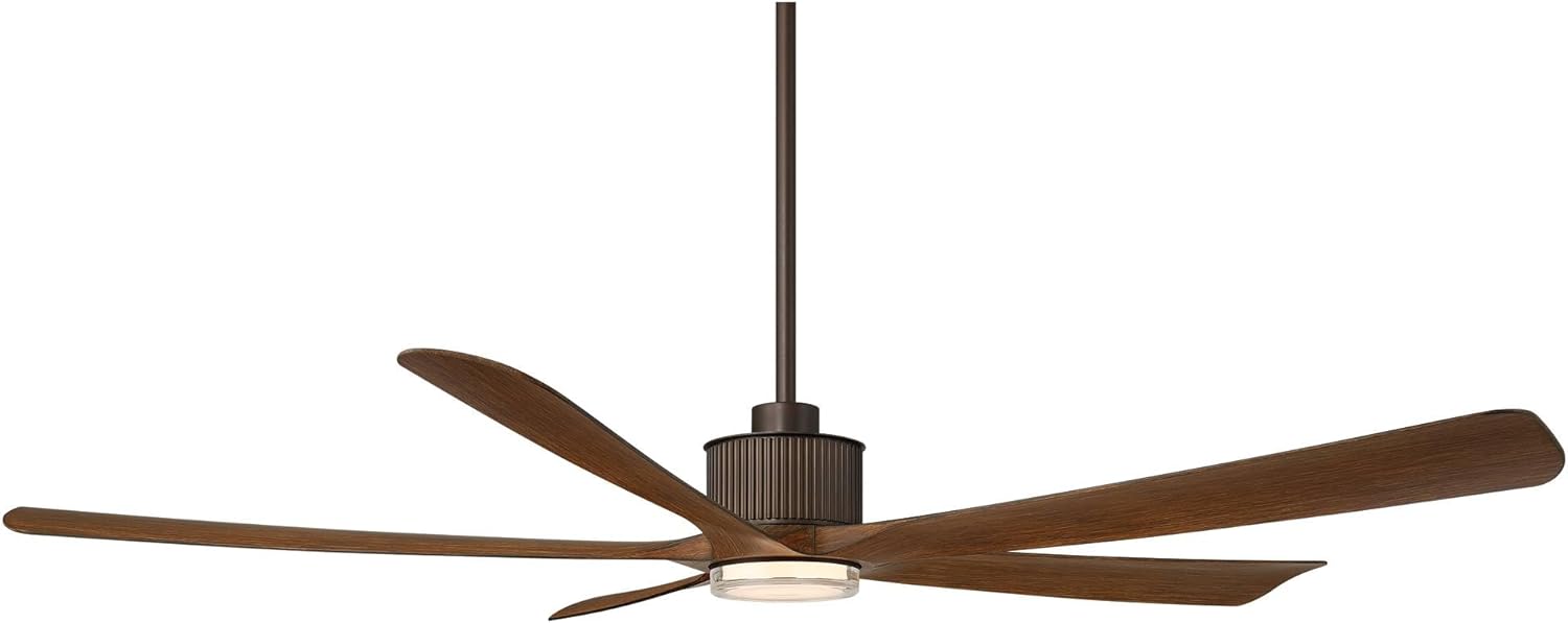 Casa Vieja 60" Hex Bronze and Koa LED Cottage Core Ceiling Fan with Remote