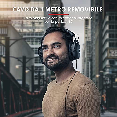 Trust GXT 414 Zamak Cuffie Gaming Over Ear per Playstation 4, Xbox One, PC, Laptop e Nintendo Switch, Potenti Unità Altoparlanti Attive da 53 mm, Nero - Cuffia gaming - Immagine 5