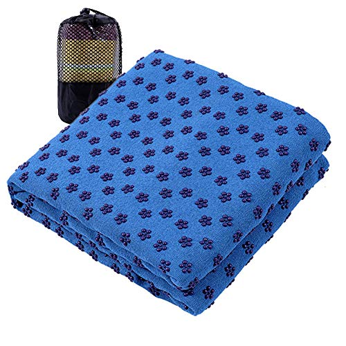 Xinzistar Non-Slip Yoga Towel Mat With Bag Quick Dry Microfiber Extra Long 183 * 63cm Dot Grip Bikram With Free Carry Bag (183 * 63cm BL)