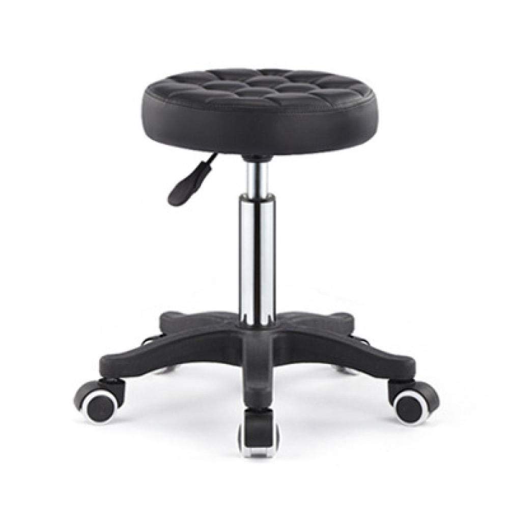 Saddle Beauty Stool with Wheels，Mechanic Stool with Black Synthetic Leather Seat，Adjustable Height 45-59 cm，Supported weight 160 Kg，Hydraulic Salon Stoolfor Tattoo Facial Massage Manicure Beauty Salo