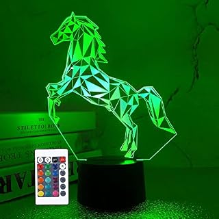 FULLOSUN Horse Gifts for Girl, 3D Horse Night Light with 16 Color Changing Remote Control + Dimmable +Flash, Baby Nursery Gifts for Kids Room Home Decor Xmas Birthday