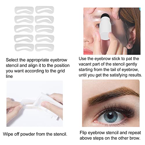 Eyebrow Stencil Kit, Cover Hairline Waterproof Definer 10 Eyebrow Cards Eyebrow Stamp Shaping Kit 1 Step For Girls For Makeup Gray-Brown #TOP3