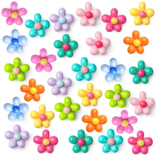 24Pcs 3D Flower Fridge Magnets, Colorful Flower Refrigerator Magnets, Funny Flower Magnet, Small Locker Magnets for Girls, Cute Decorative Magnetic Magnet for Fridge Locker Kitchen Office Whiteboard