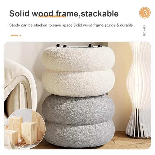 Pouf repose-pieds salon chambre à coucher, tabouret compact gris - 7