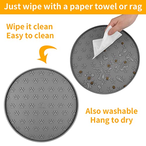Ptlom Grey Silicone Pet Feeding Mats For Food And Water, Foldable Pet Placemat Non-Slip Waterproof Mats For Small And Medium Cats And Dogs, Raised Edge Prevents Residue From Spilling Onto The Floor #TOP6