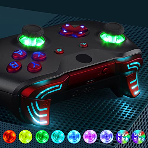 Image of eXtremeRate Multi-Colors Luminated Dpad Thumbsticks Start Back ABXY Action Buttons, Scarlet Red Classical Symbols Buttons DTFS (DTF 2.0) LED Kit for Xbox One S & X Controller - Controller Without