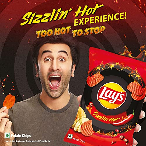 Lay's Sizzlin Hot Indian Chips Pack Of 3 Red #TOP3