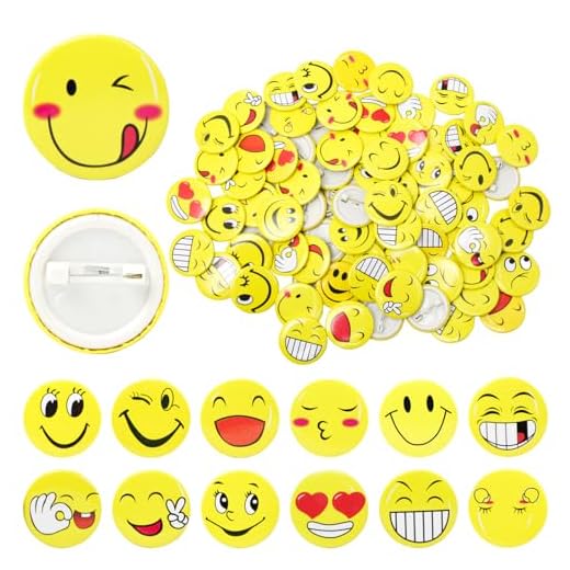 Pilikoll 100 Piezas 30mm Sonriente de Metal Pines Metal Sonriente Smile Face Pines sonriente Insignias Redondos Badges Mini Amarillo Smile Pin para Decoración de Ropa, Sombrero, Mochila