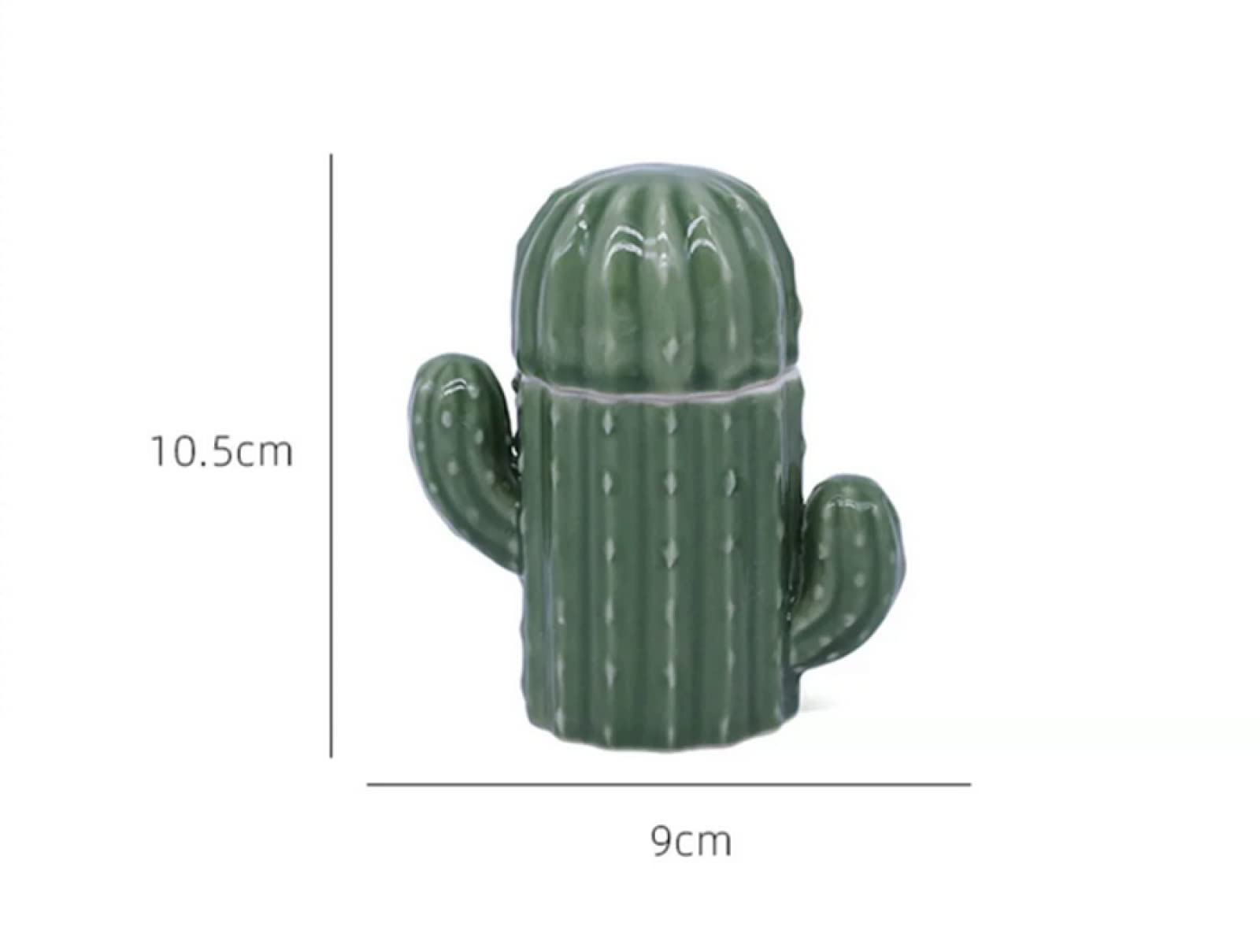 Titular de palillo de dientes decorativo de cerámica Dispensador de palillo de dientes en forma de cactus verde Contenedor de hisopo de algodón de cerámica para decoración de mesa de fiesta