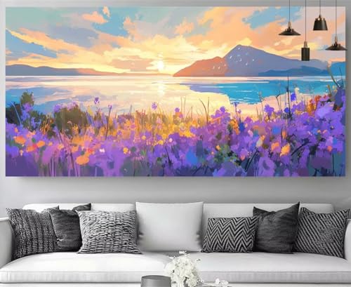 Diamond painting XXL 80x240cm coucher du soleil | Broderie diamant adulte