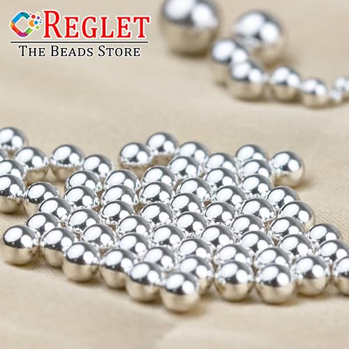 Image of 350 Pcs Silver Pearl Beads for Jewellery Making Kit | Bead Bracelet Making for Women Girls Kids | Crystal Beads for Craft | Pearls for Craft | 10mm | 200g