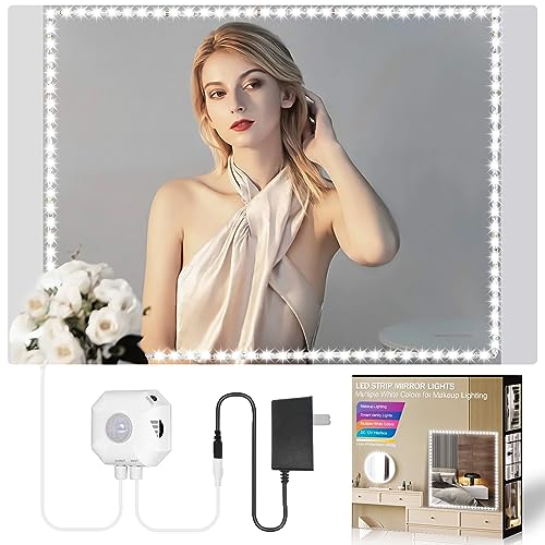 KeShu 13ft LED Vanity Mirror Lights, Ultra Bright Motion Sensor, Bendable, Dimmer, Mirror Not...