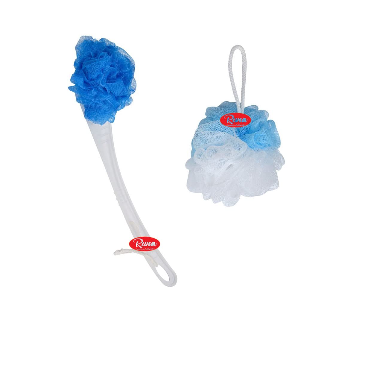 RUNA Blue Wash Loofah |Handle loofah| Bath Brush|Body Sponges|Back Scrubber| Soft Bath Sponge Lufa for Bathing For Men & Women -(Set of 2) Color-Blue-image-4