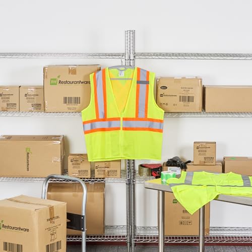 Image of Restaurantware Reflective Safety Vest 20 Count 29.213 x 30.315 Inches High Visibility Multi-Pocket Zipper Front Safety Vest