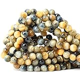 CHEAVIAN 45PCS 8mm Natural Dream Tiger Eye Stone Round Loose Beads for Jewelry Making DIY Bracelet Necklace Materials 1 Strand 15'