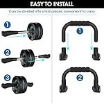 Ab Roller Wheel, 6-in-1 Ab Roller Kit with Knee Mat, Push-Up Bars, Resistance Bands, Workout Poster, Workout Guide, Perfect Home Gym Equipment for Men Women Abdominal Exercise - Image 3