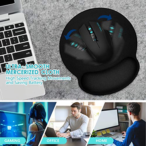Ergonomic Mouse Pad 3 Pack with Wrist Rest Support, Round Gaming Mousepad with Smooth Lycra Surface & Non-Slip Rubber Base for Computer, Laptop, Office, Comfortable Memory Foam for Wrist Cushion - Image 3