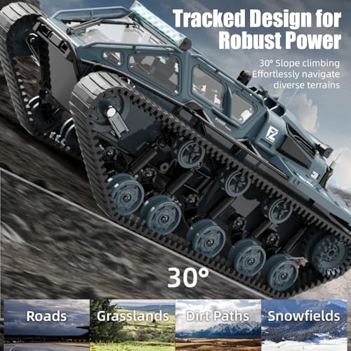 Image of XINGRUI 1:16 Scale Remote Control Car Military Crawler Off-Road RC Tank with 4WD, Adjustable Speed /Steering, 2 Batteries & Openable Doors - All-Terrain RC Truck for Kids Adults, Birthday Gifts