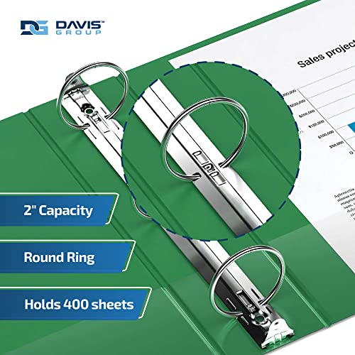 Image of Easyview 3-Ring Binder, Clear-View Cover, 2 inch Round Rings, Green, 6 Pack | Heavy-duty binder, fits 8.5 inch x 11 inch paper, customizable cover, made in Canada, ideal for school or office use